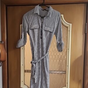 Striped Black and White Shirt Dress